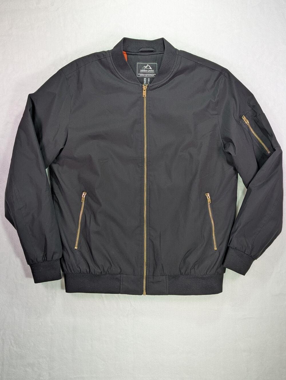 Magcomsen Outdoor Bomber Jacket Black Men's Medium Quilted Warm